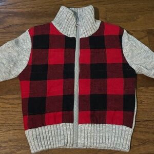 Cat & Jack Plaid Zip-Up Sweater